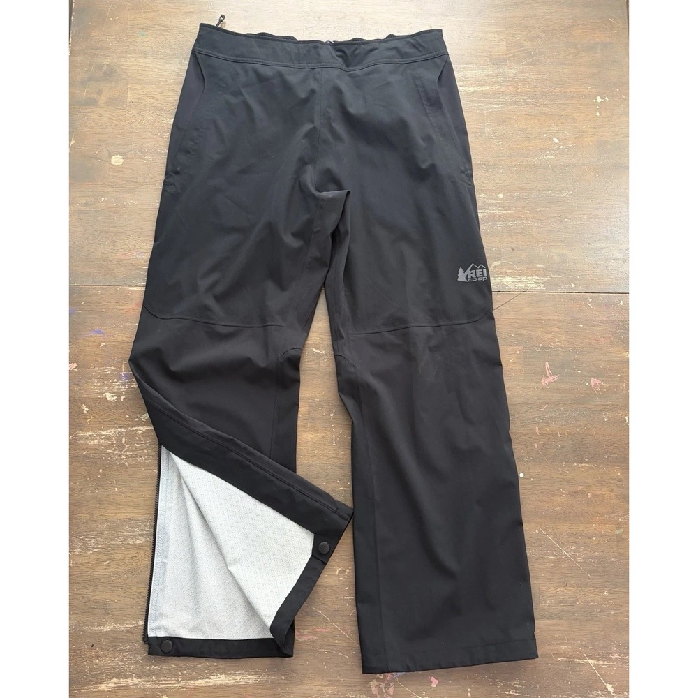 REI Elements E1 Mens Black Rain Pants Hiking Waterproof L-30L Large